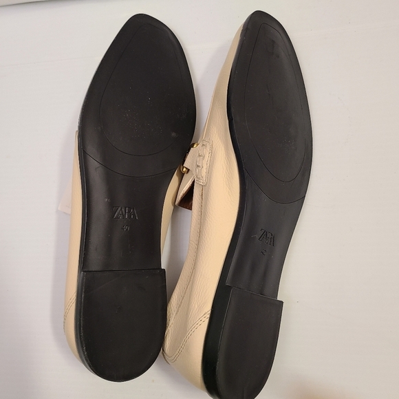 ZARA BUCKLED SOFT LEATHER LOAFERS White SIZE  | 2505/110 - Picture 9 of 9